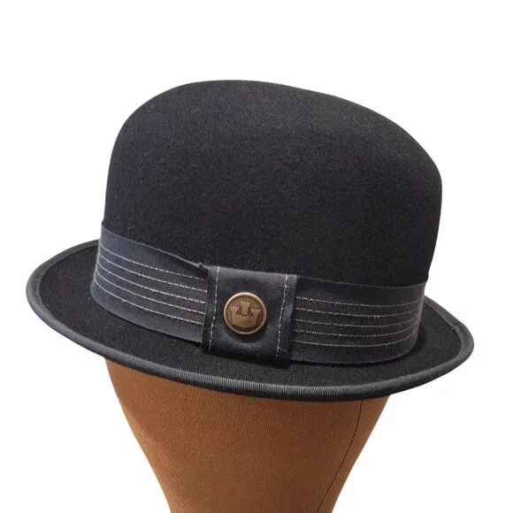 Goorin Bros Classic Black Wool Felt Bowler Hat Sz S (6-7/8) - Made In USA - Picture 2 of 8